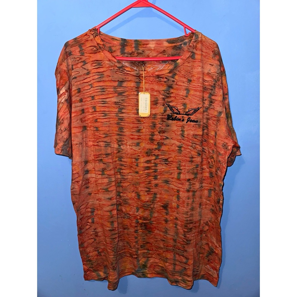 Robin's Jean Mens Tie Dye Logo T-Shirt Orange Black 2XL M1403-424